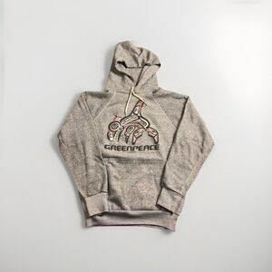 Vintage Greenpeace Hoodie Mens Small 80s Indigenous Graphic Sweatshirt 🔥